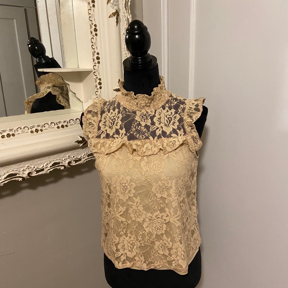 Beige/tan lace blouse